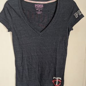 Pink MN Twins V Neck Tee